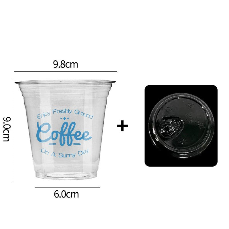 Disposable Iced Coffee PET Cups with Lids for Cold Brew, Latte & Bubble Tea