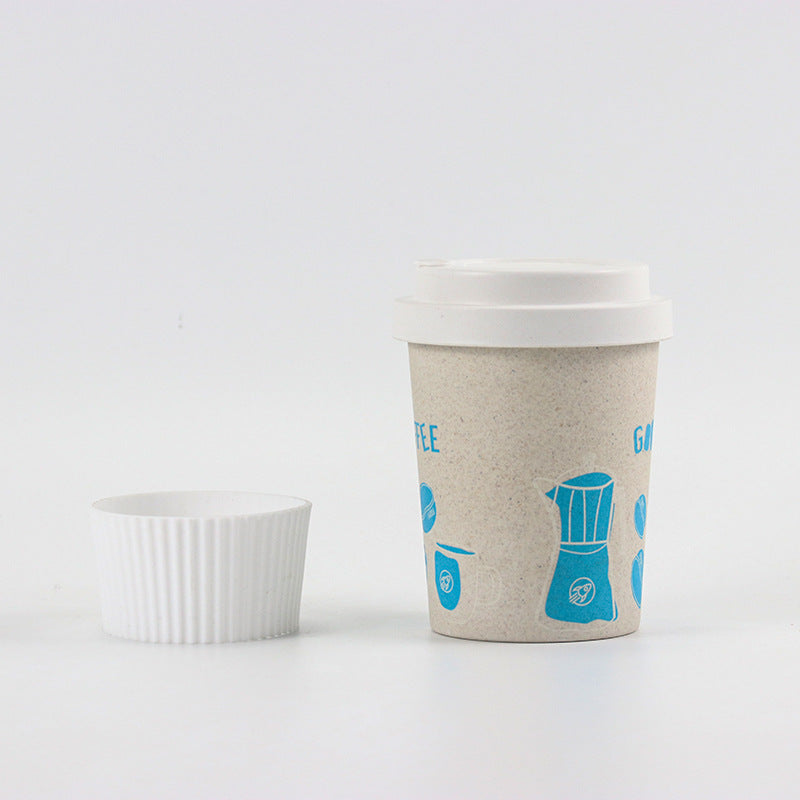 Custom Reusable Organic Bamboo Fiber Coffee Cup Eco Friendly Coffee Tumbler and Travel Mug with Leak-Proof Cup Cover