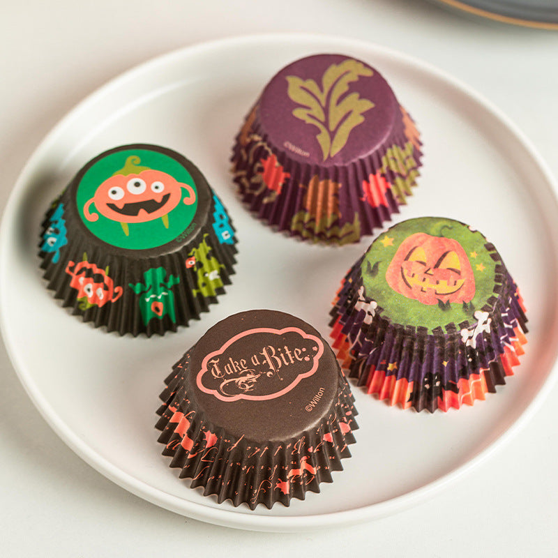 Halloween Baking Cups Food-Grade Greaseproof Paper Cupcake Liners 7x5x3.5cm 125 Pcs