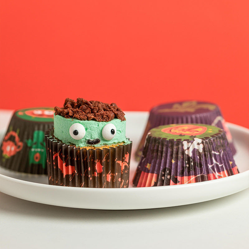 Halloween Baking Cups Food-Grade Greaseproof Paper Cupcake Liners 7x5x3.5cm 125 Pcs