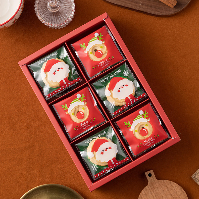 Christmas Portable Packaging Paper Gift Box with Windows for Cookies 5 Packs