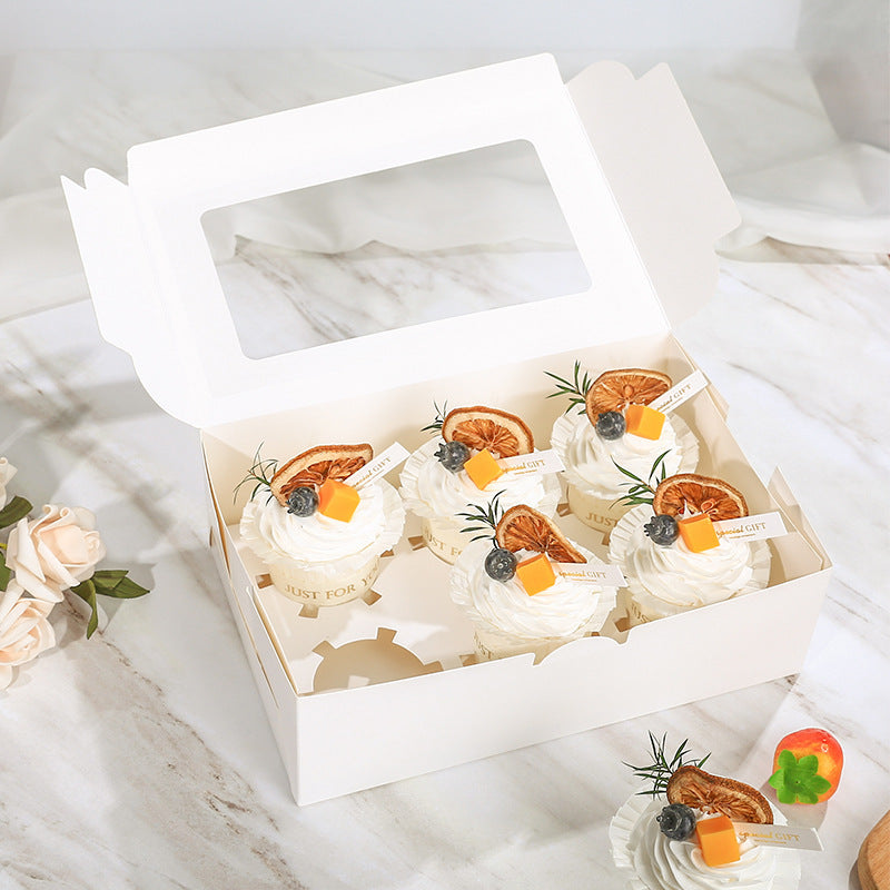 White Paper Cupcake Box with Window 10 packs