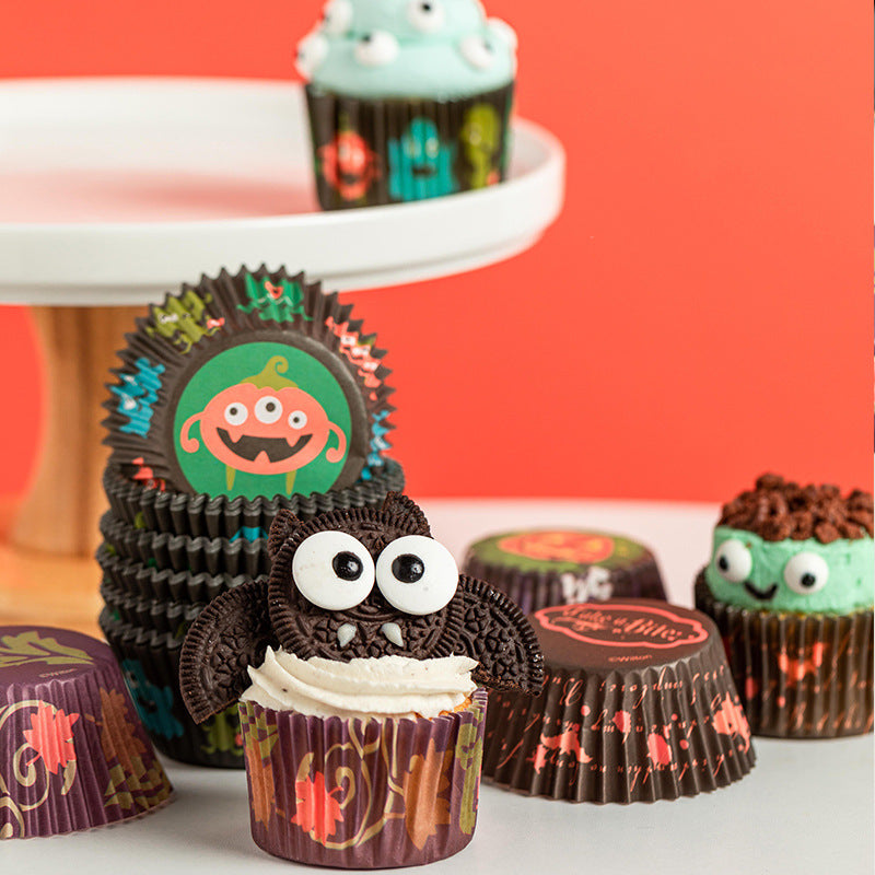 Halloween Baking Cups Food-Grade Greaseproof Paper Cupcake Liners 7x5x3.5cm 125 Pcs