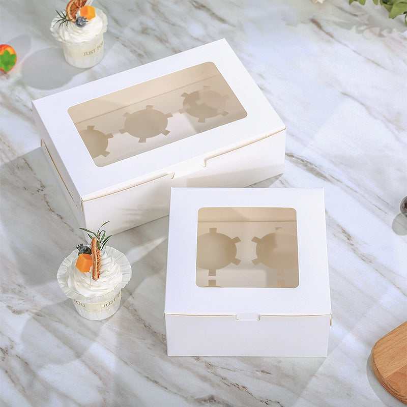 White Paper Cupcake Box with Window 10 packs