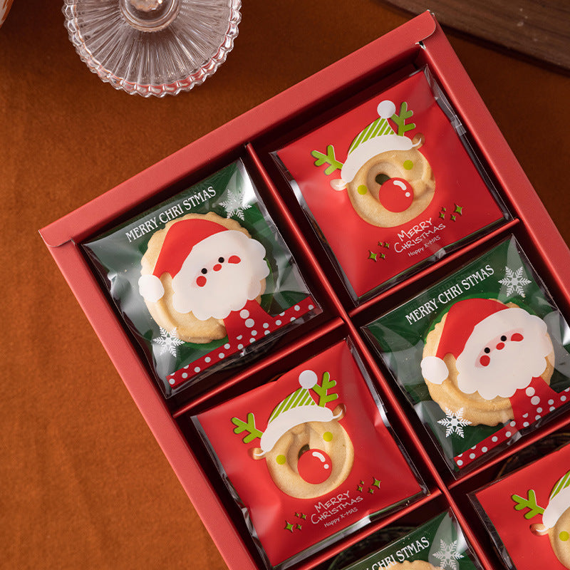 Christmas Portable Packaging Paper Gift Box with Windows for Cookies 5 Packs