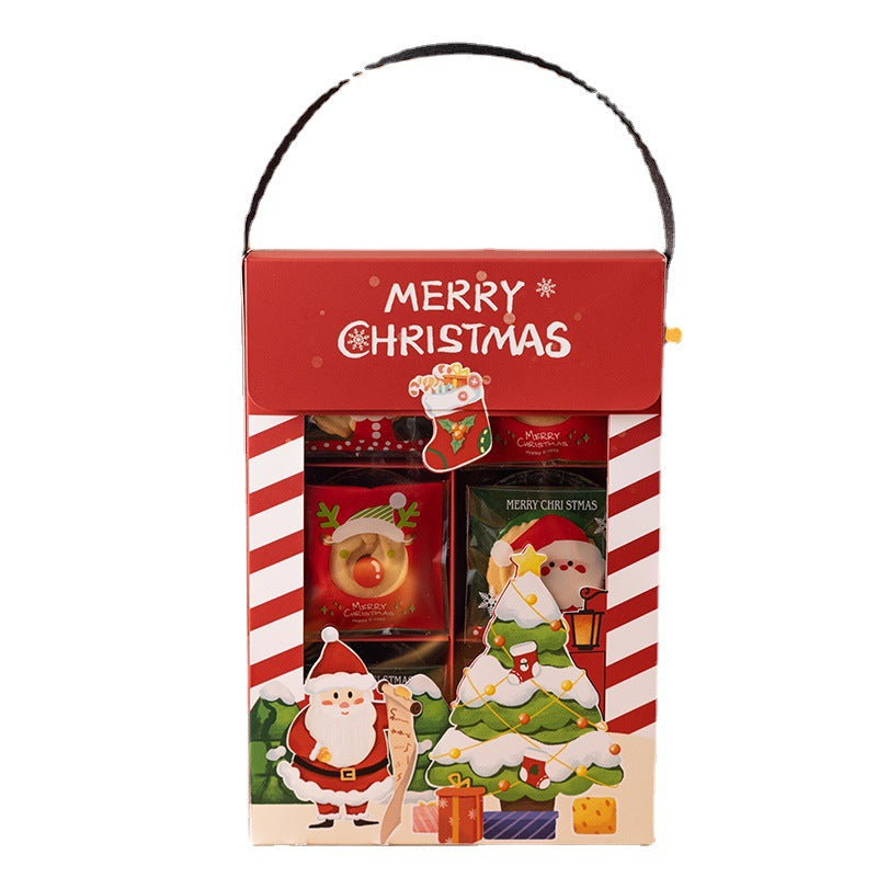 Christmas Portable Packaging Paper Gift Box with Windows for Cookies 5 Packs