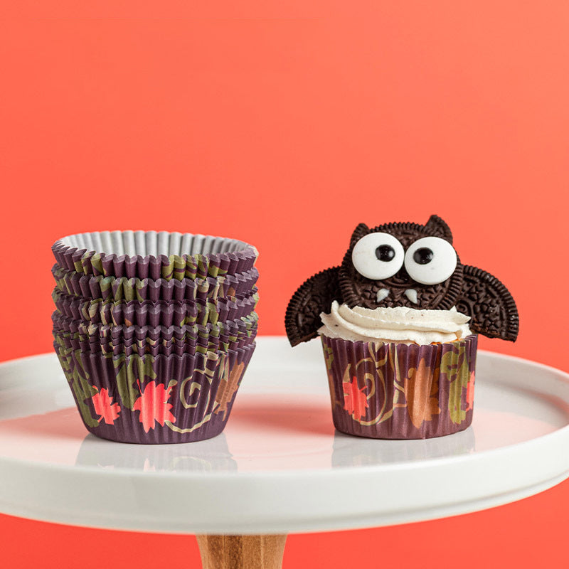 Halloween Baking Cups Food-Grade Greaseproof Paper Cupcake Liners 7x5x3.5cm 125 Pcs