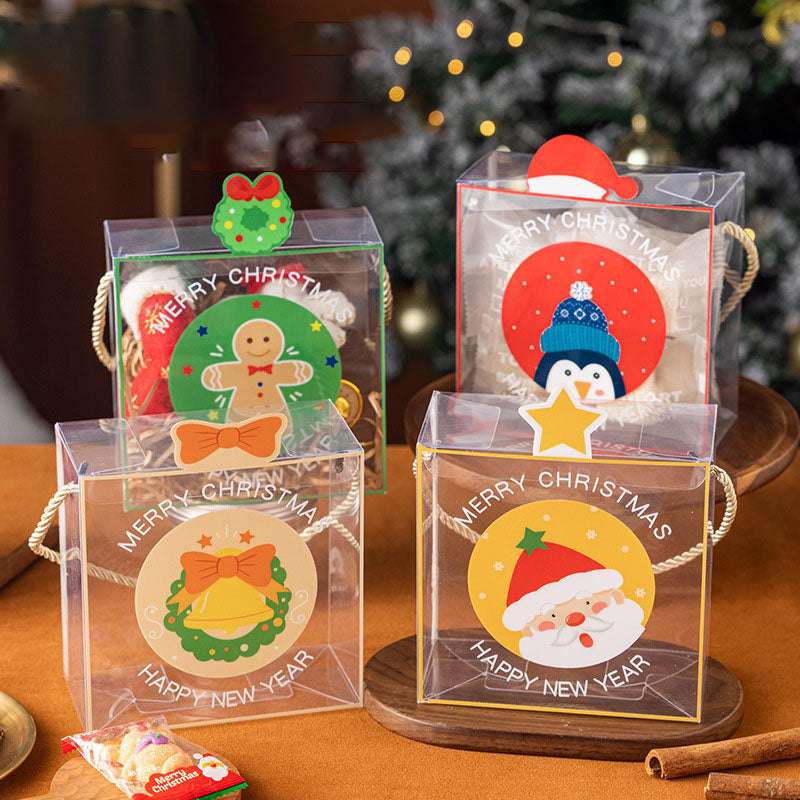 Christmas Gift Box Portable Transparent Plastic Packaging Box 10 packs