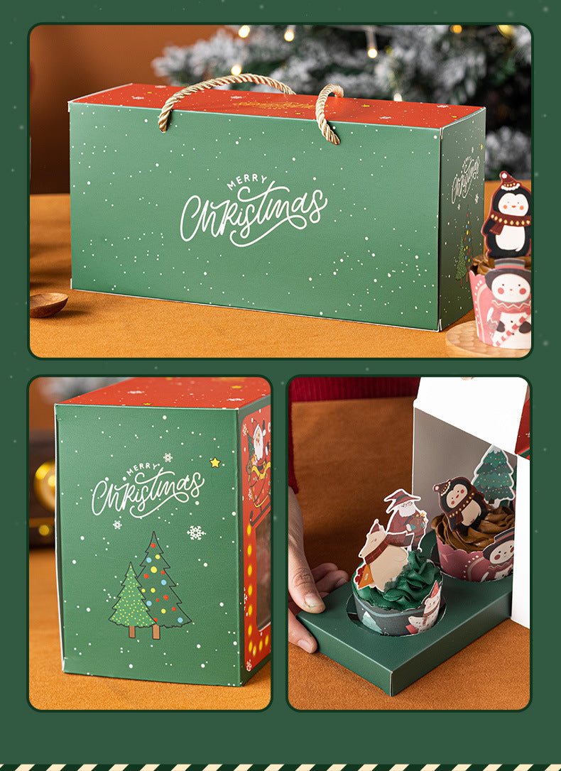 Christmas Cupcake Boxes 3 Standard Size Cupcake Carrier with Window 5 Packs