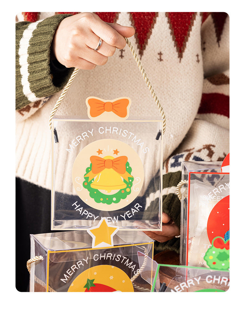 Christmas Gift Box Portable Transparent Plastic Packaging Box 10 packs