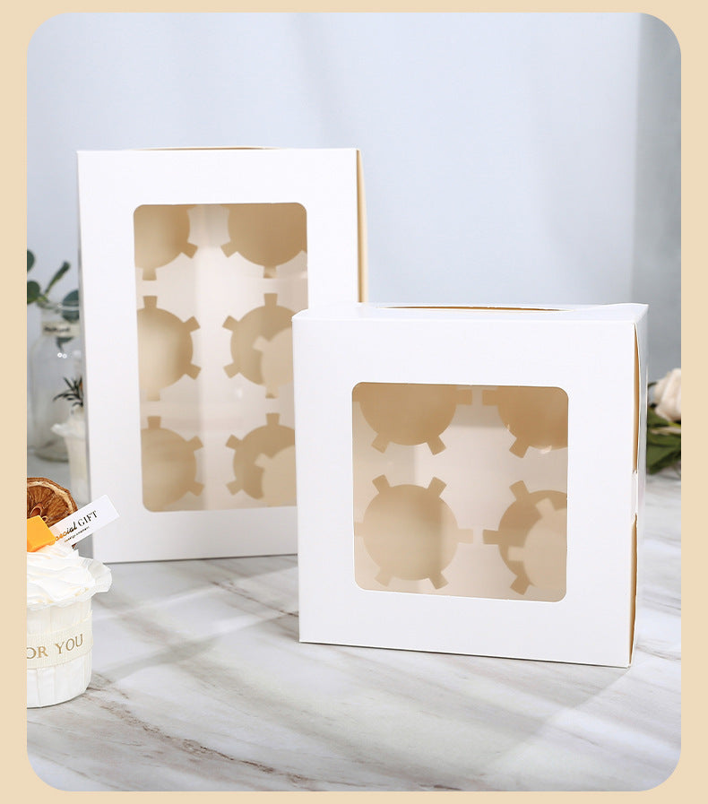 White Paper Cupcake Box with Window 10 packs