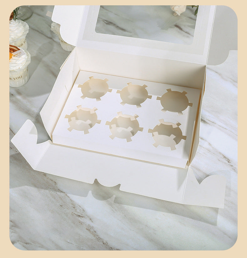 White Paper Cupcake Box with Window 10 packs