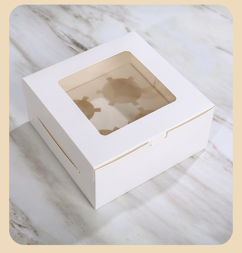 White Paper Cupcake Box with Window 10 packs