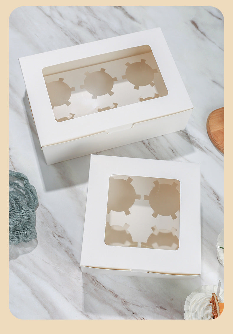 White Paper Cupcake Box with Window 10 packs