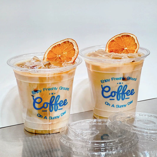 Disposable Iced Coffee PET Cups with Lids for Cold Brew, Latte & Bubble Tea