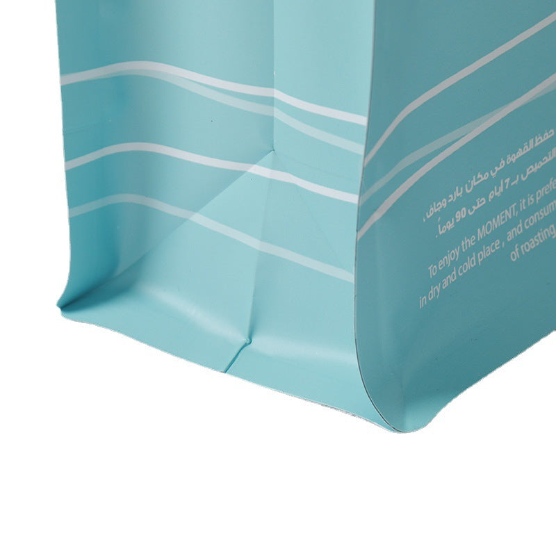 Digital Printing Custom Aluminized Box Bottom Coffee Pouch Pack Low MOQ with Zipper and Valve