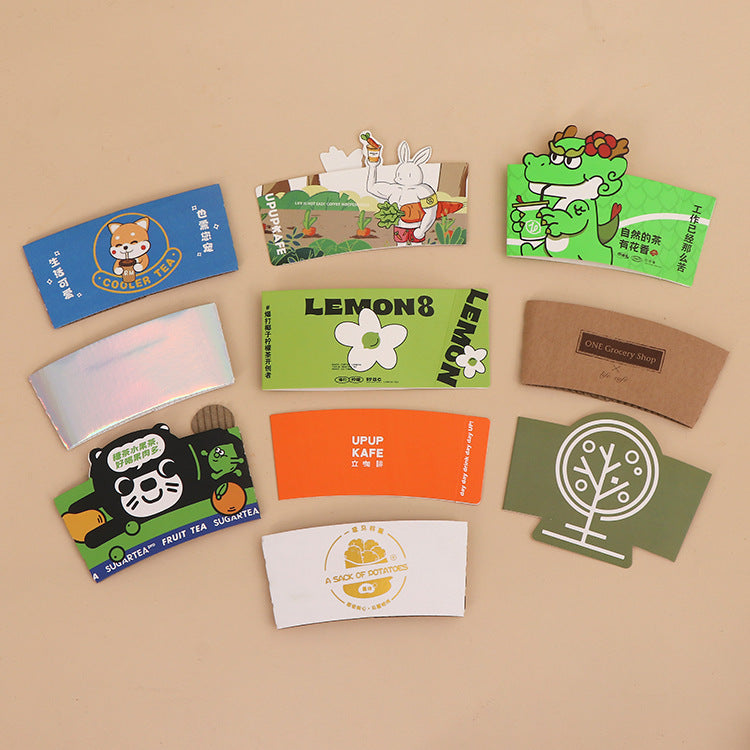 Custom Printed Paper Coffee Cup Sleeves Holder for Protective Hot and Cold Insulation