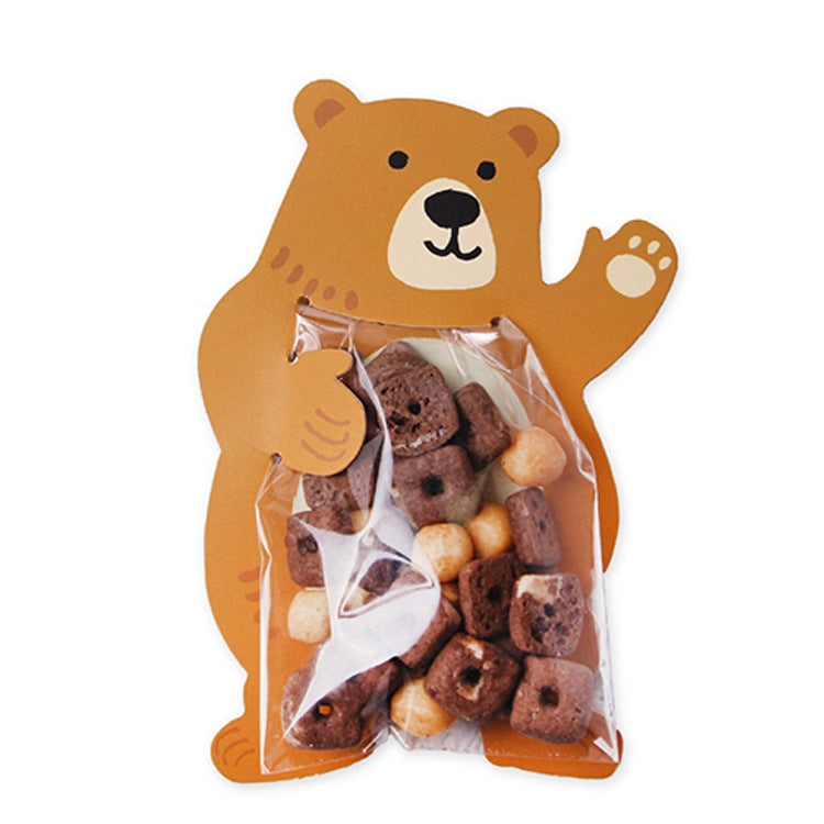 Cartoon Animal Card with OPP Cellophane Packaging Bag for Candy Biscuit 10 Sets