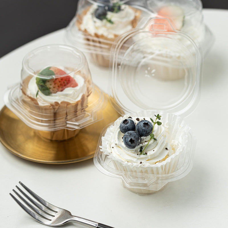Cupcake Containers Disposable Clear Plastic Cupcake Holders with Airtight Deep Dome Lid