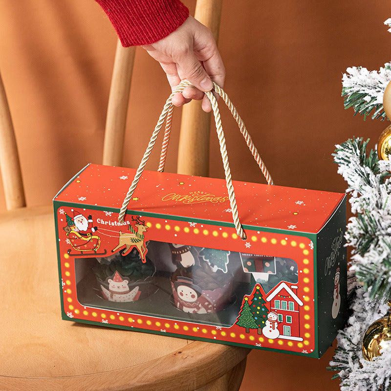 Christmas Cupcake Boxes 3 Standard Size Cupcake Carrier with Window 5 Packs