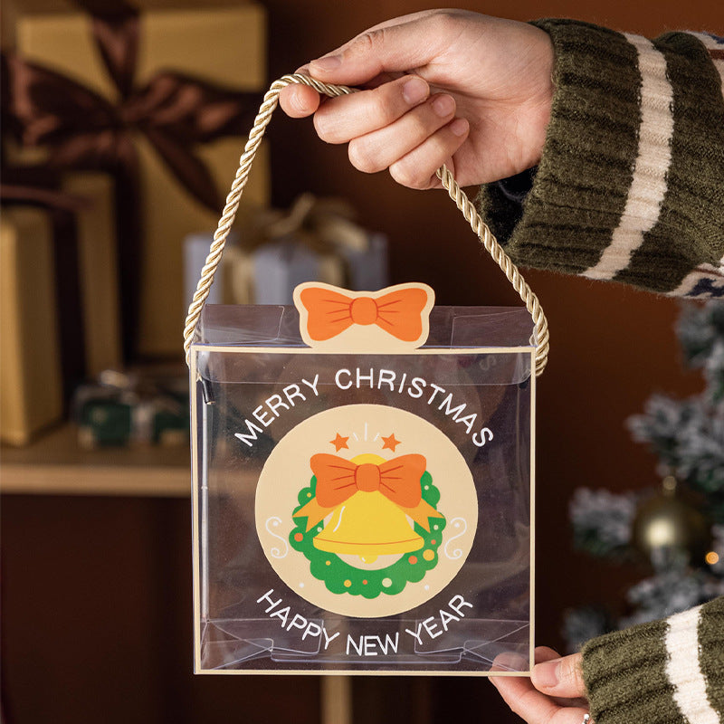 Christmas Gift Box Portable Transparent Plastic Packaging Box 10 packs