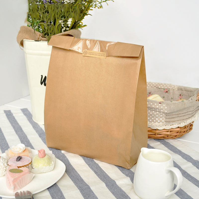 Kraft Paper Bakery Bread Bag or Pastry Bags with Window 50 Packs
