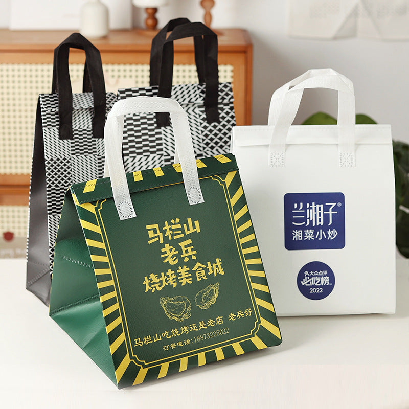 Custom Laminated Aluminum Foil Non-Woven Insulated Take Away Bag with Velcro Closure