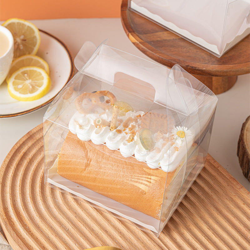 Clear PET Cake Boxes with Handle Cardboard 10 Packs