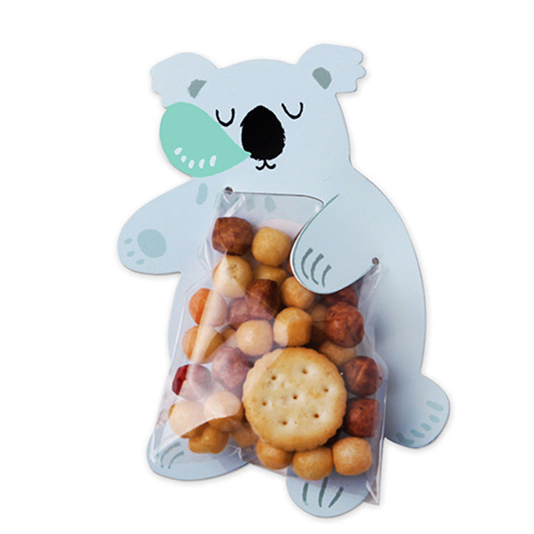 Cartoon Animal Card with OPP Cellophane Packaging Bag for Candy Biscuit 10 Sets