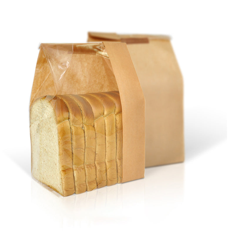 Kraft Paper Bakery Bread Bag or Pastry Bags with Window 50 Packs