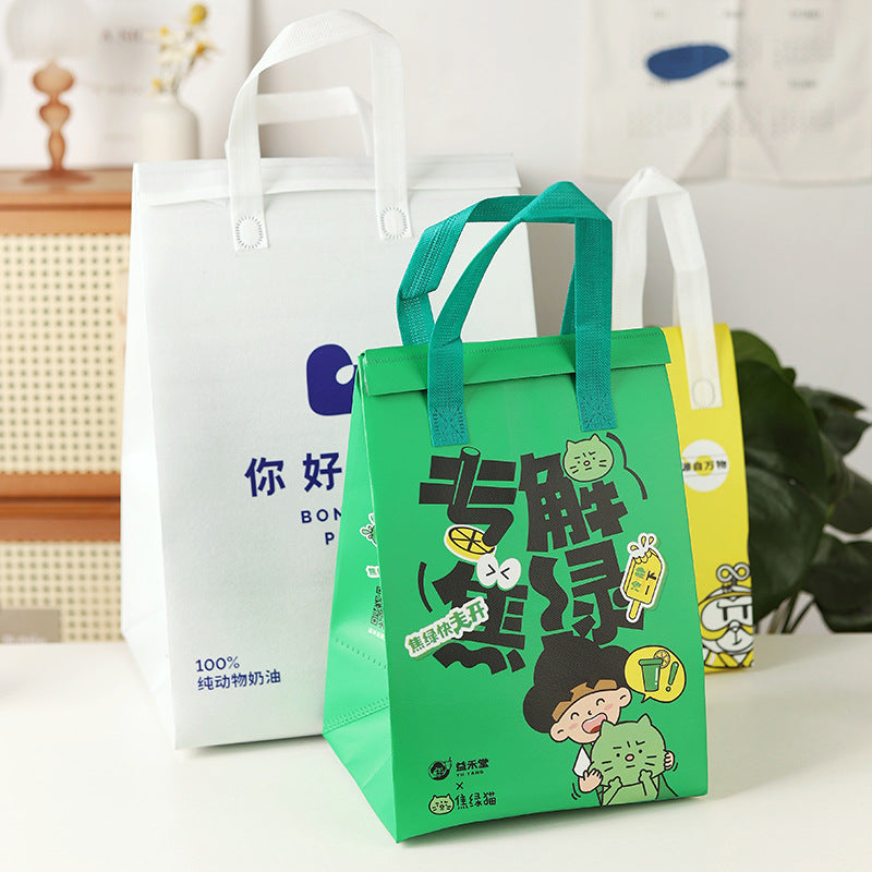 Custom Laminated Aluminum Foil Non-Woven Insulated Take Away Bag with Velcro Closure