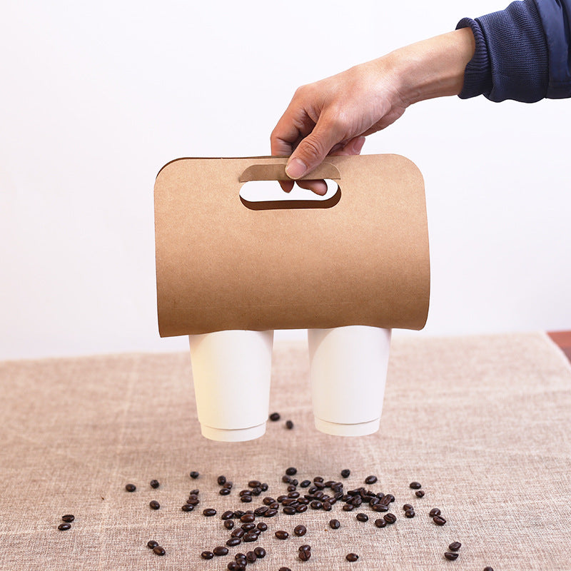 Kraft Paper Coffee to Go Carrier Drink Takeout Holder Disposable Coffee Tray 100 Packs