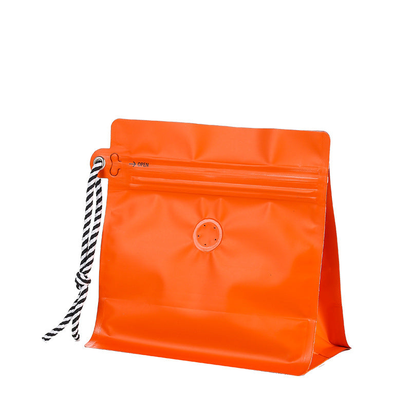 Box Bottom Pouch with Zipper Valve and String 100 Pcs