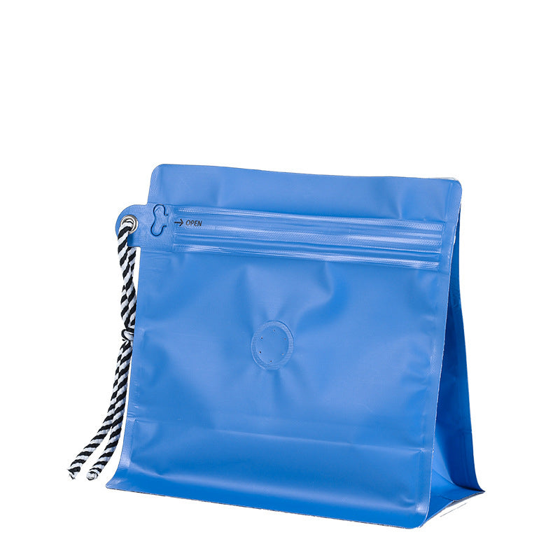Box Bottom Pouch with Zipper Valve and String 100 Pcs