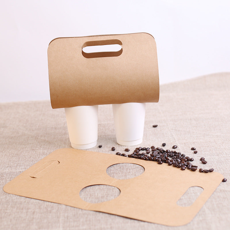 Kraft Paper Coffee to Go Carrier Drink Takeout Holder Disposable Coffee Tray 100 Packs