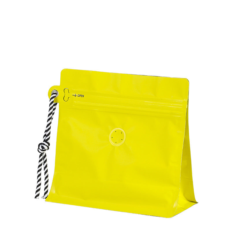 Box Bottom Pouch with Zipper Valve and String 100 Pcs