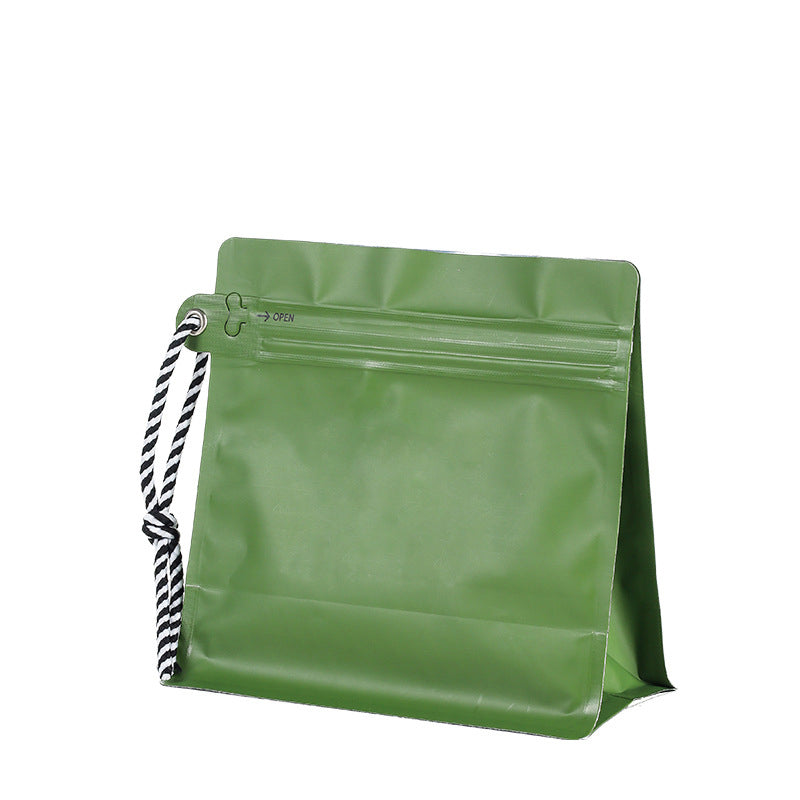 Box Bottom Pouch with Zipper Valve and String 100 Pcs