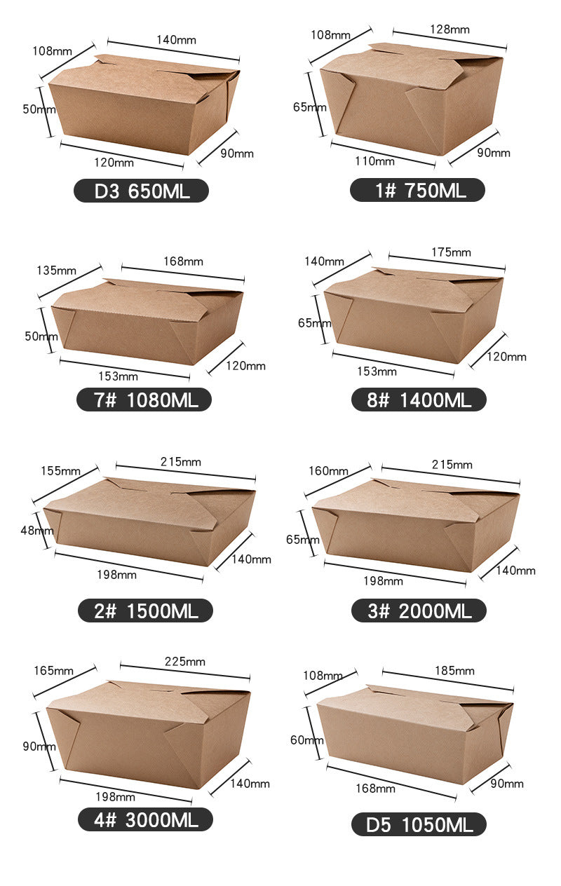 Disposable Kraft Paper Food Container Takeout Box