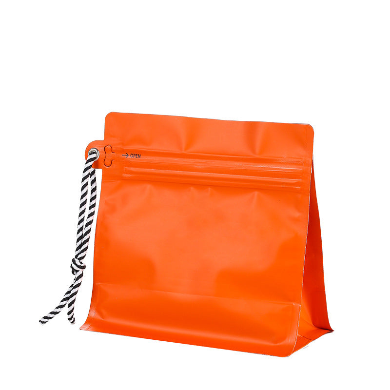 Box Bottom Pouch with Zipper Valve and String 100 Pcs