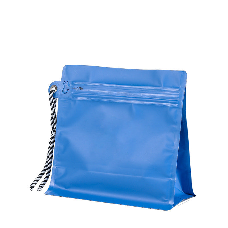 Box Bottom Pouch with Zipper Valve and String 100 Pcs