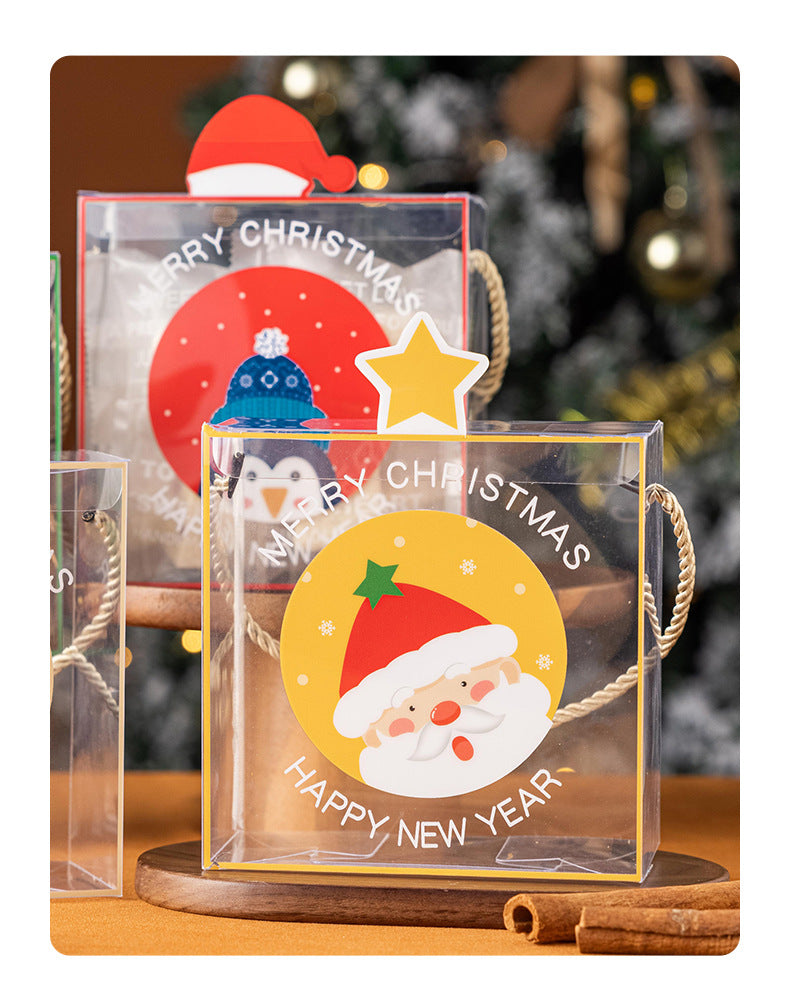 Christmas Gift Box Portable Transparent Plastic Packaging Box 10 packs