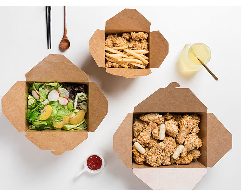 Disposable Kraft Paper Food Container Takeout Box