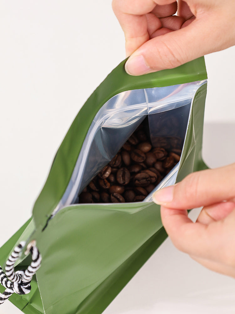 Box Bottom Pouch with Zipper Valve and String 100 Pcs